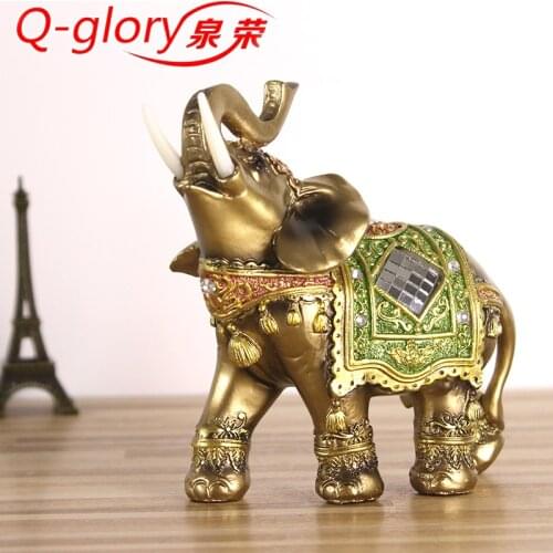 S M L Feng Shui Resin Elegant Elephant crafts Trunk Statue Wealth Lucky Figurine Home Decoration Gifts Desk Decor