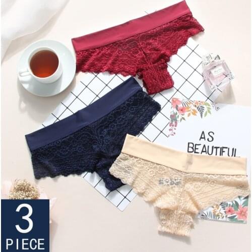 BANNIROU Female Panties Woman Lace Sexy Lingerie Women Briefs Soft New Sale Seamless Lace Womens Underwear 3 Pcs Free Shipping
