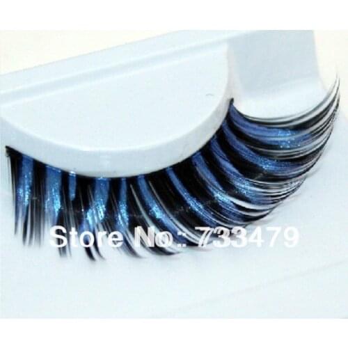 Gem blue zebra print lips lengthen multicolour false eyelashes novelty