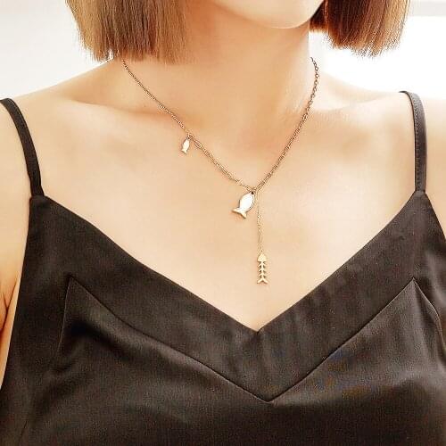 Korean New Fish Pendant Necklace for Women Cocktail Party Statement Necklace Fashion Shell Fish Choker Necklace Jewelry Gifts