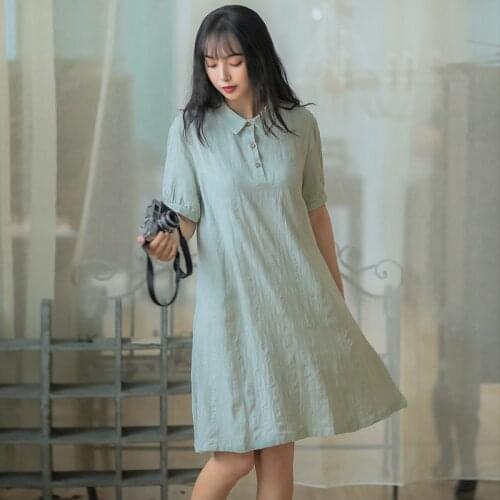 Mori girl fashion cotton elegant 2019 new design short sleeve vintage dress for women