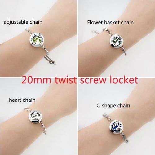 20mm Twist Screw Diffuser Stainless Steel Chain Bracelet Perfume Essential Oil Locket Adjustable Free 10pads Kids Gift