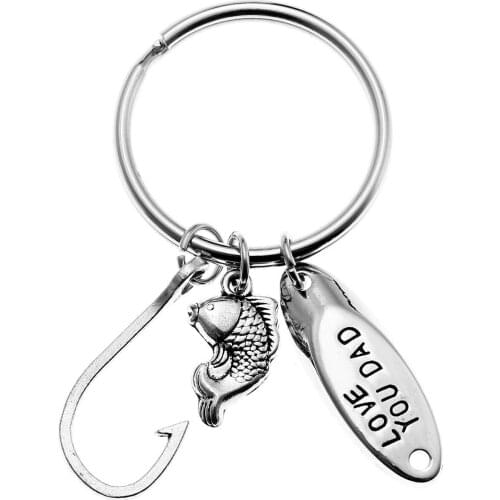 2021 Hot Selling in Europe and America LOVE YOU DAD Keychain Fathers Day Gift Daddy Fish Hook Keychain