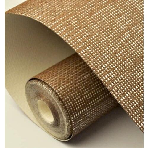 2021 MYWIND Natural Textures Paper Weave Wallcovering Brown Silver Wallpaper Living Home Wall Paper