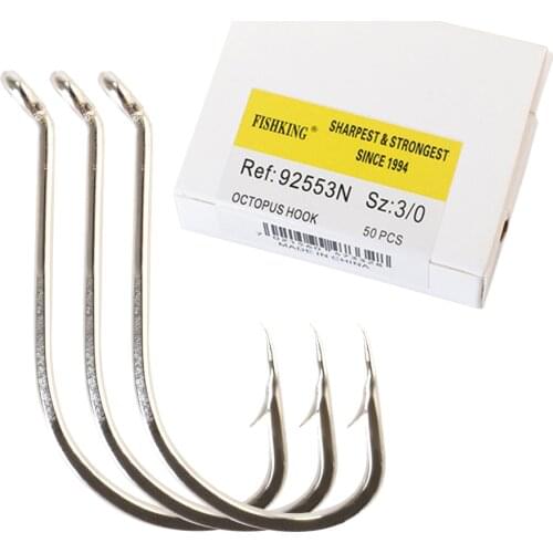 50/100pcs 1/0#-5/0# Hook Strong High-Carbon Steel 92553N Jig Hook Carp Fishing Hook Jigging Saltwater Bass Pesca Tackle