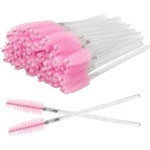 50 /100 pcs Disposable Crystal Eyelash Brush Comb Eye Lashes Extension Mascara Wands Makeup Brushes Professional Beauty Tools