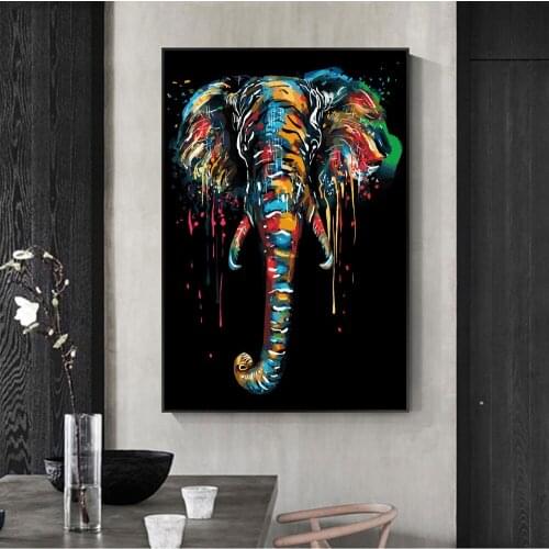 Abstract Watercolour Elephant Head Canvas Painting On Wall Art Prints Animal Poster Picture For Living Room Home Decoration