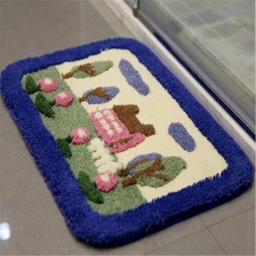 Free Shipping 40x60cm Bear Cartoon Lovely Home Washable New Thick Soft Carpet Shaggy Rugs Bathroom Mat Anti Slip Pink Blue Pad