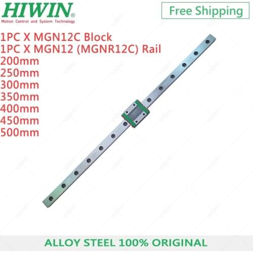 Free Shipping HIWIN MGN12 Alloy Steel 12mm Rail L= 200 250 300 350 400 450 500mm linear Guides With MGN12C Carriage