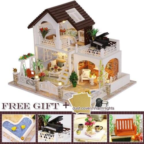 BOA ROOM DIY Dollhouse Wooden Doll House doll Houses Miniature Furniture Kit Toys for Children Birthday Gift K20