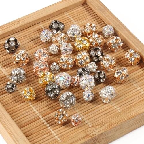 50pcs/Lot Crystal Rhinestone Ball Beads Loose Spacer Beads For Jewelry Making Findings Diy Bracelet Necklace 6/8mm