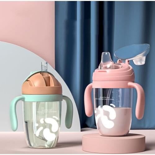 Newborn Kids Water Cup Cartoon Baby Feeding Cups With Straws Leakproof Water Bottles Outdoor Portable Childrens Cups Drinker