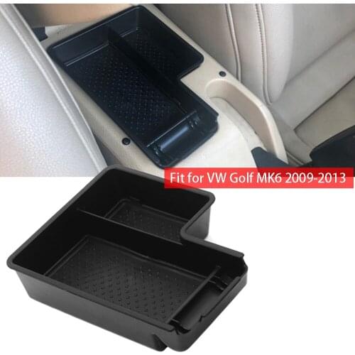 Black Central Armrest Box Storage Container Cup Holder Interior Car-styling Accessories Fit For VW Golf 6 MK6 2009 2010 11 12 13