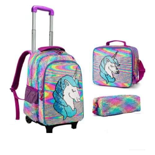 Kids School trolley bag set kids School Rolling backpack Bags Children school wheeled backpack for girls school trolley backpack