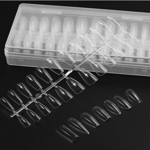 Long Stiltto Clear Coffin Shape Press on Fake Nails Forms Gel X Square Full Cover Acrylic False Nail Tips 500 PCS