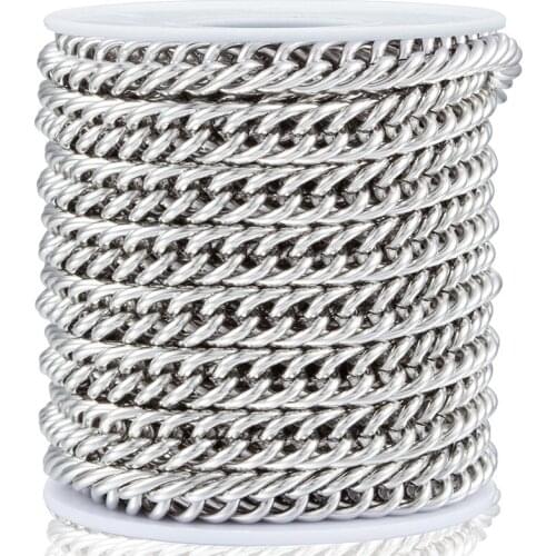 1 Meter Width 8.2mmStainless Steel Side Jeans Chain Double Woven Chains For Jewelry Making Material Bracelet Necklace Wholesale