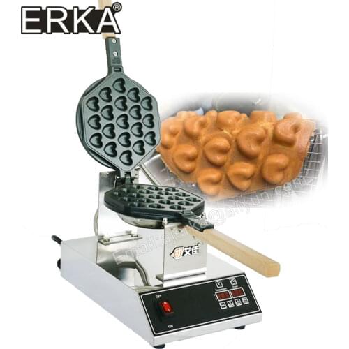 ERKA directly factory price Commercial electric 110V 220V Non-stick bubble egg waffle machine of heart style puff cake oven