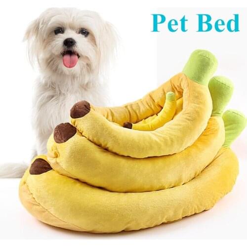 Flannel Pet Dog Cat Bed Warm Deep Sleeping Comfortable And Soft Banana Shape Dog Mat For Dogs Detachable and Washable Pet Kennel