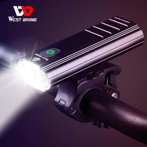 WEST BIKING Bike Front Rear Light LED Bicycle 5200mAh USB Charging Flashlight Cycling Waterproof Bike Headlight With 2 Brackets