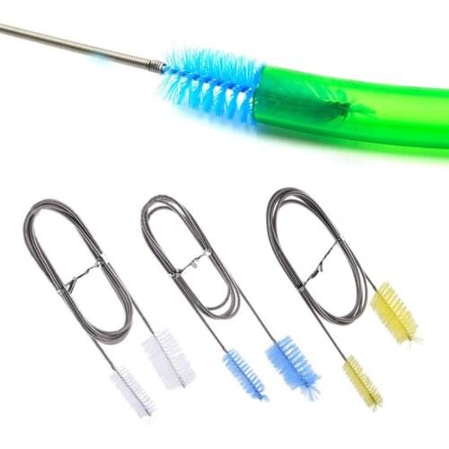 90/155/200cm Aquarium Cleaning Brush Stainless Steel Flexible Brush Tube Pipe Aquarium Water Filter Fish Tank Accessories