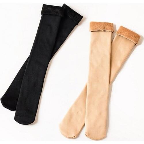 Hot Warm Winter Thick Womens Warm Cashmere Snow Socks Stockings Unisex Seamless Velvet Boots Floor Women Below Knee Stockings