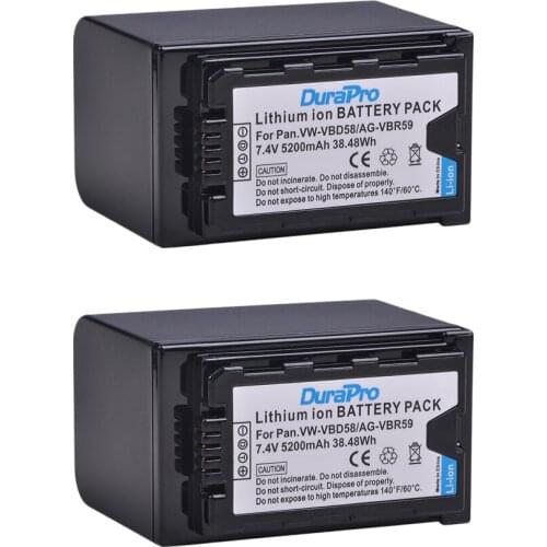 2Pc VW-VBD58 5200mAh VW-VBD58 VBD29 VBD58 VBD78 Batteries for Panasonic AJ-HPX260MC,HPX265MC,PX270,PX280MC