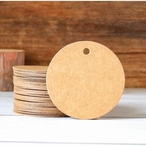 100pcs Round Kraft Paper Tags Multi-size Blank Vintage Gift Tag Handmade Garment Sewing Price Hanging Lables DIY Craft Name Tags