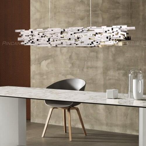 Italian minimalist dining room chandelier post-modern light luxury dining room long model room creative chandelier