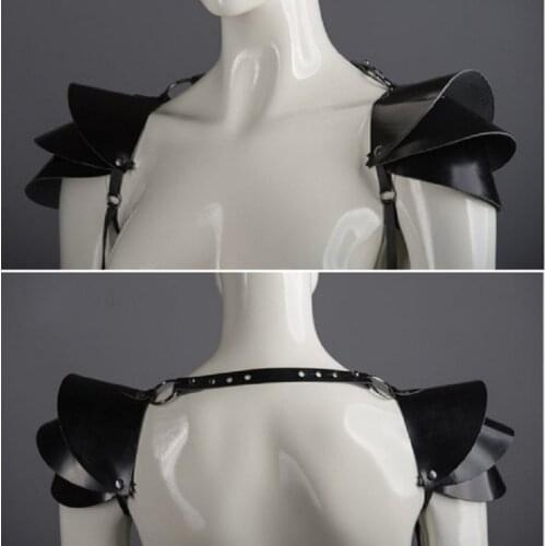 Men Medieval Armor Shoulder Viking Warrior Cosplay Costume Accessories Black Leather Renaissance Halloween Costumes for Women