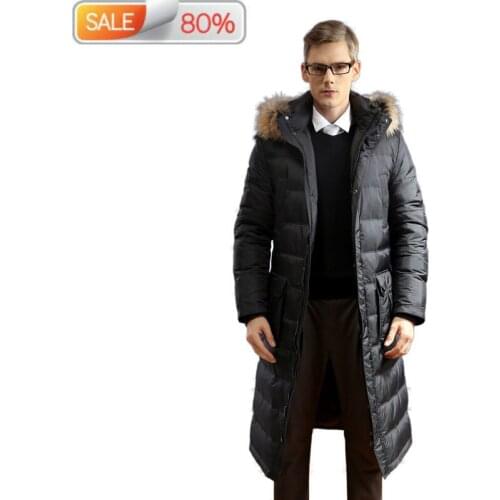 White Goose Jacket Men Long Winter Coat Raccoon Fur Collar Plus Size warm Mens Down Jackets 2020 9160A B23095