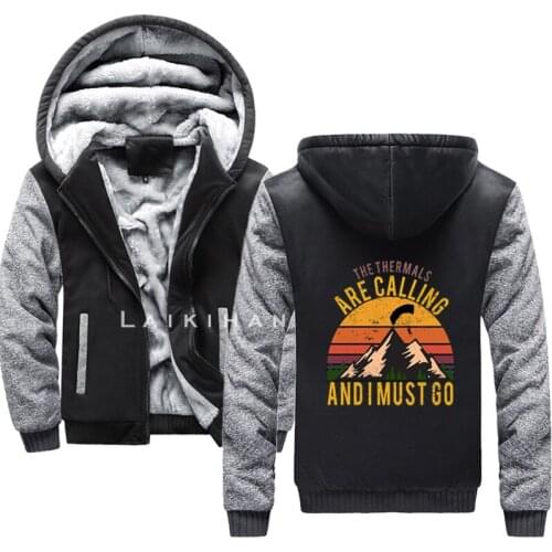 Paraglider paragliding Men Hoodies Male Warm Thick Velvet Solid Sweatshirt Tracksuit Men Hoodies paragliding Sweatshirts Jacket