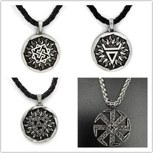 Antiquing Veles Symbol Weles Choker Sun of God Talisman Pendant Statement Necklace Men Slavic Amulet Religion Viking Necklaces
