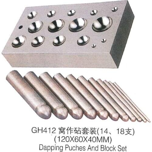 Dapping Punch Set / Doming Block Precision Jewelry Shaping 20*60*40MM 18Piece Set