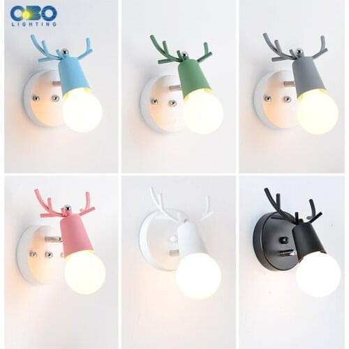 Wall Lamp Modern Antlers Iron Dining Room Bedside LED Light Bulb 110-240V Multiple Colour Mirror Light Vintage Wall Light Nordic