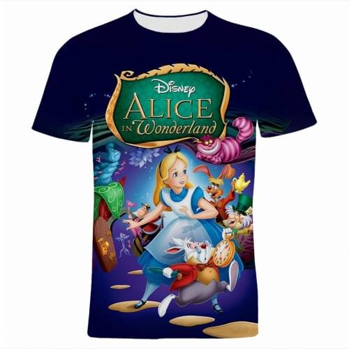 2021 New Summer T Shirt For Children Alice in Wonderland Cartoon Anime T-shirt Women 3D Print Summer Men Clothes