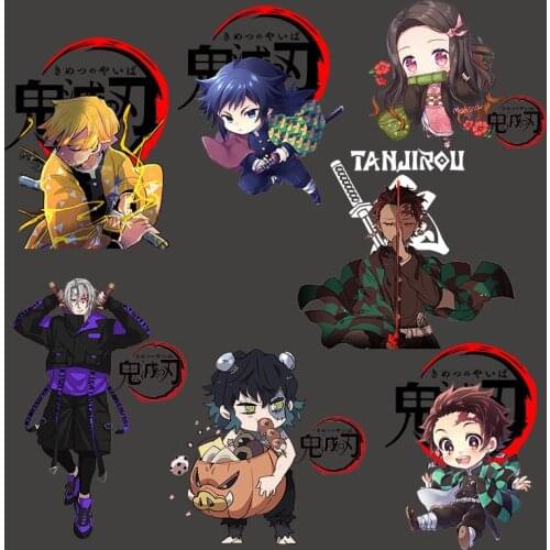 Wholesale Small size hot Sale Japanese anime movie Demon Slayer DIY clothing heat transfer washable stickers for shirts badge