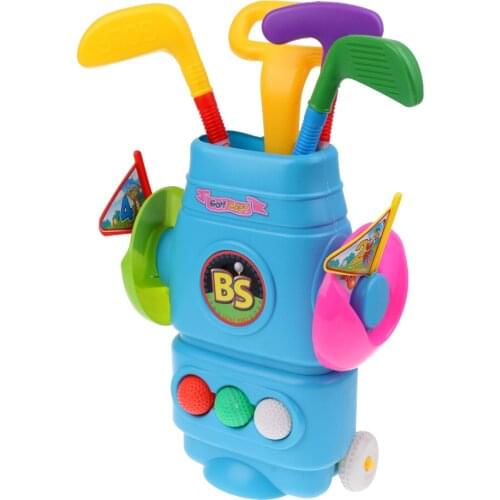 JUNIOR KIDS PLASTIC GOLF CART PLAY SET CLUBS BALLS HOLES TOY