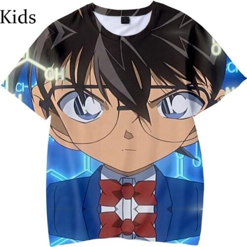 Suitable 3D Detective Conan Kids Tees boys girls Harajuku Short Sleeve Summer Popular Tees Hip Hop childrens casual T shirt
