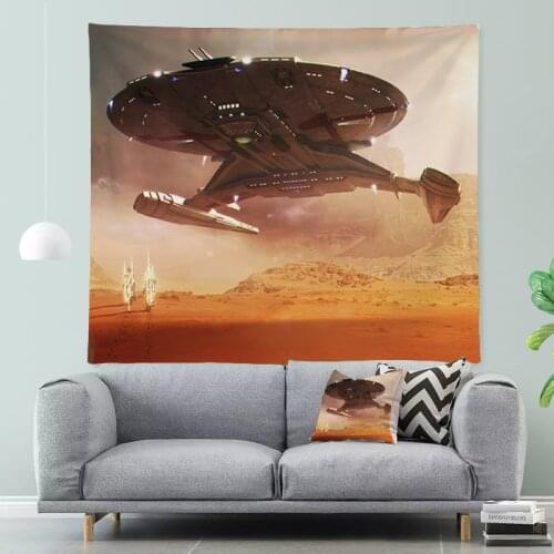 Sci-fi Style Spaceship Blanket Wall Hanging Celestial Tapestry Decoration Home Hippie Carpet Living Room Decor Kids Bedroom Gift
