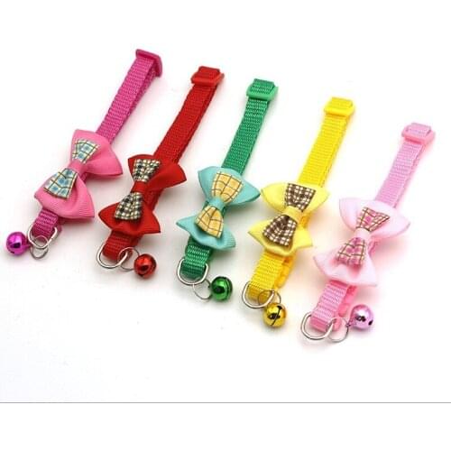 1pc New Candy Color Adjustable Bow Tie Bell Bowknot Sale Collar Necktie Puppy Kitten Dog Cat Products for Pets Accessories