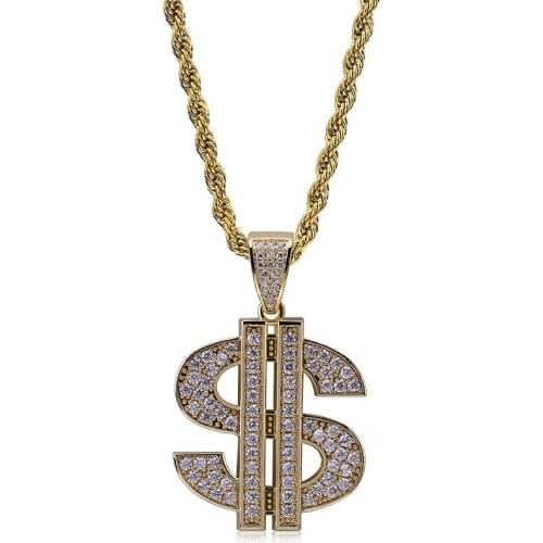 Lucky Sonny Hip Hop Custom Jewelry CZ Iced US Dollar Pendant Necklace Rappers' Pendant & Necklace Fashion Accessory Dropshipping