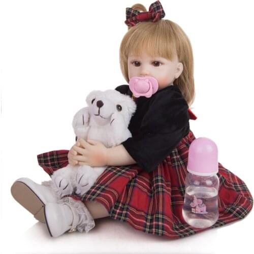 NPKDOLL 18" reborn baby doll sweet girl reborn toddler soft doll simulated bebe reborn silicone dolls toys gift