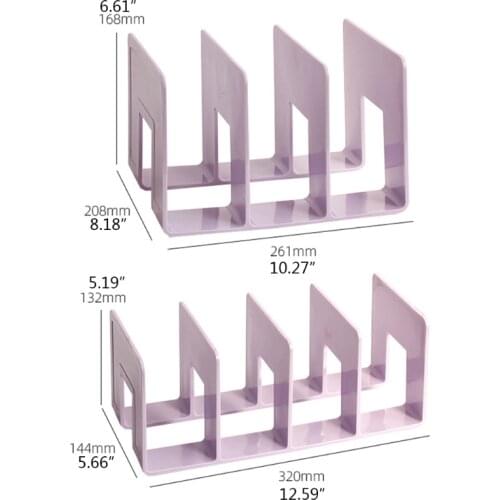 24BB Bookend Three-grids Documents Storage Rack Office Study Desktop Books Sundries Organizer Book Stand Student Office