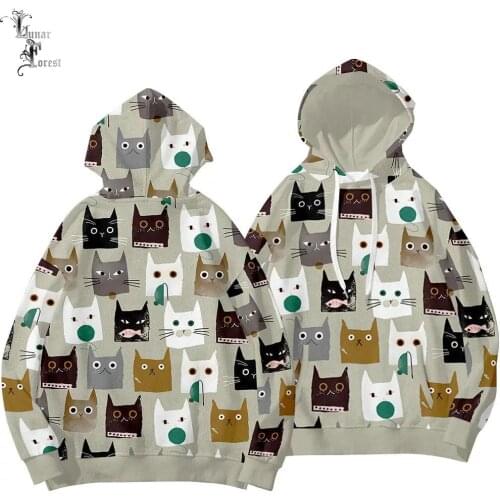 Funny Cat Faces 3D Printing Men/Women Autumn Fashion Japan Harajuku Hoodies Sweatshirt Long Sleeves Pollover Plus Size