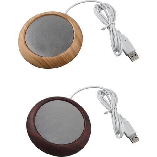 USB Wood Grain Cup Warmer Heat Beverage Mug Mat Keep Drink Warm Heater Mugs Coaster