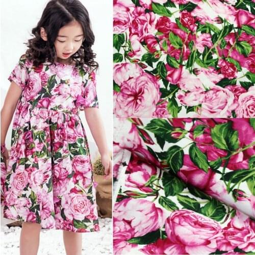 Spring and summer rose fabric cotton small floral cotton printed fabric DIY dress shirt thin cloth childrens clothing fabric