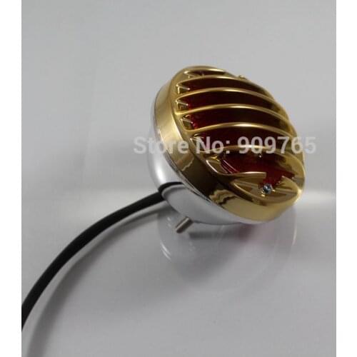 Gold and Chrome HD Round Integrated Tail Brake license plate Light for Harley Dyna Roadster Softail Fat boy Road King Nightster