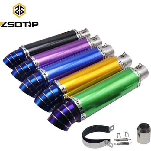 ZSDTRP 51mm Universal Motorcycle Exhaust Muffler 400mm Colorful Pipe Scooter GY6 Exhaust CBR125 FZ400 Z750 R1 R3 R6