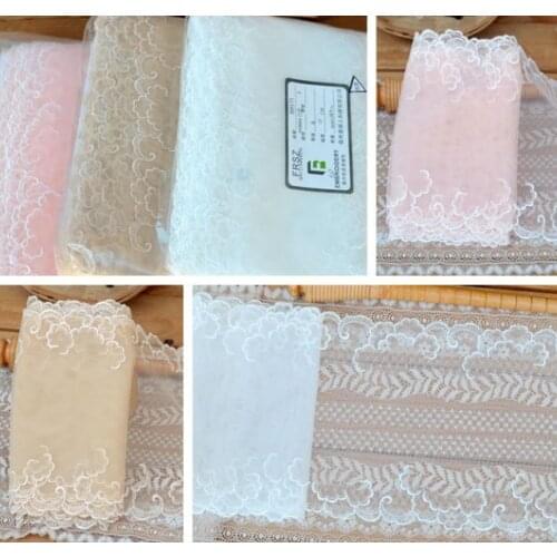 1 Meter Width 15cm Pink Skin Color Lace Fabric Suzhou Embroidery Sewing Supplies Mesh Lace Trim Dress DIY Garment Accessories