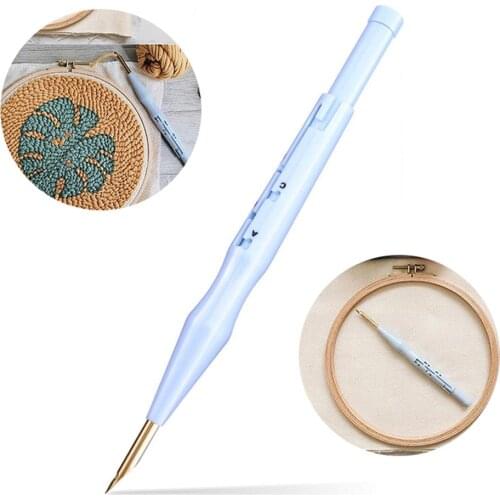 1PCS Plastic Punch Needle Embroidery Pen Adjustable Punch Needle Weaving Tool Interchangeable Punch Needle（free thread puller